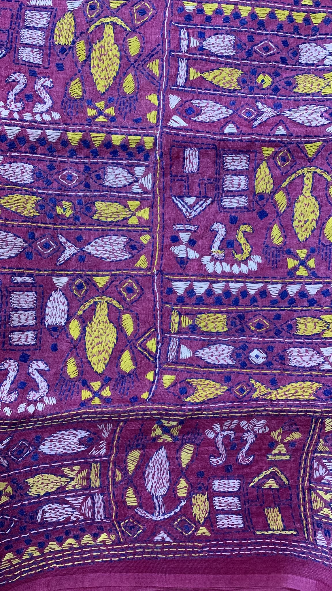 Svarna Kantha Tussar Silk Shawl / dupatta