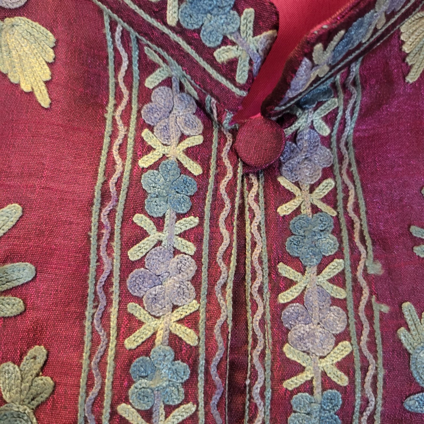 Kashmiri Kashida Raw Silk Long Coat