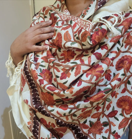 Elegant Off-White Pashmina Shawl