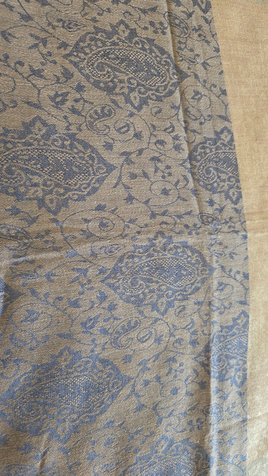 Handmade Kanni Weave Pashmina Scarf: Wool Paisley Shawl
