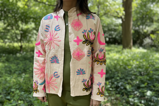 Rosé Garden Quilted Suzani Jacket