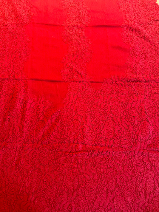 Handmade lace border Pashmina Stole: Artisanmade Shawl / Luxury Shawl