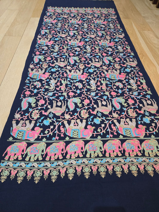 Navy Kashmiri Aari Zari Wool Shawl