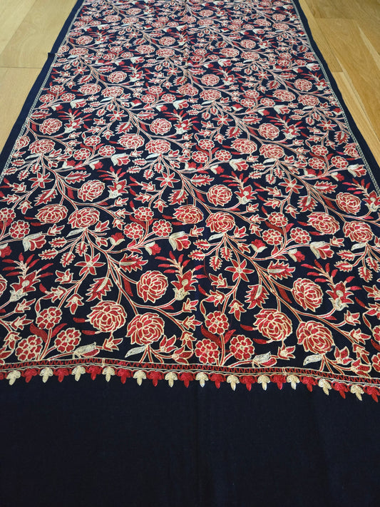 Midnight Garden Kashmiri Semi-Cashmere Shawl