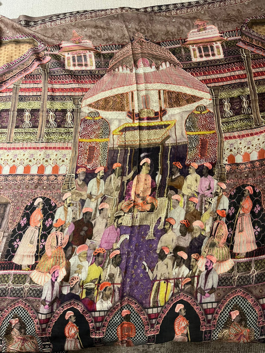 Cashmere Wool Shawl Hand Embroidered Kashmir | Folk ArtWrap | Wedding Gift Heirloom Textile