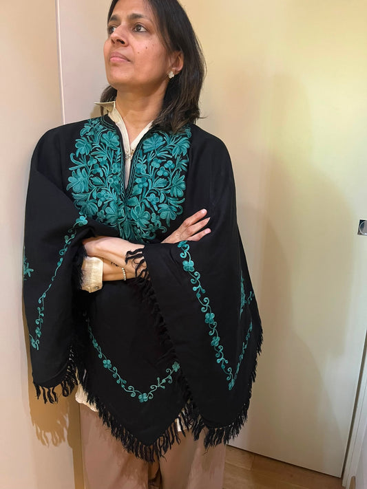 The Kashmiri Heritage Embroidered Short Poncho