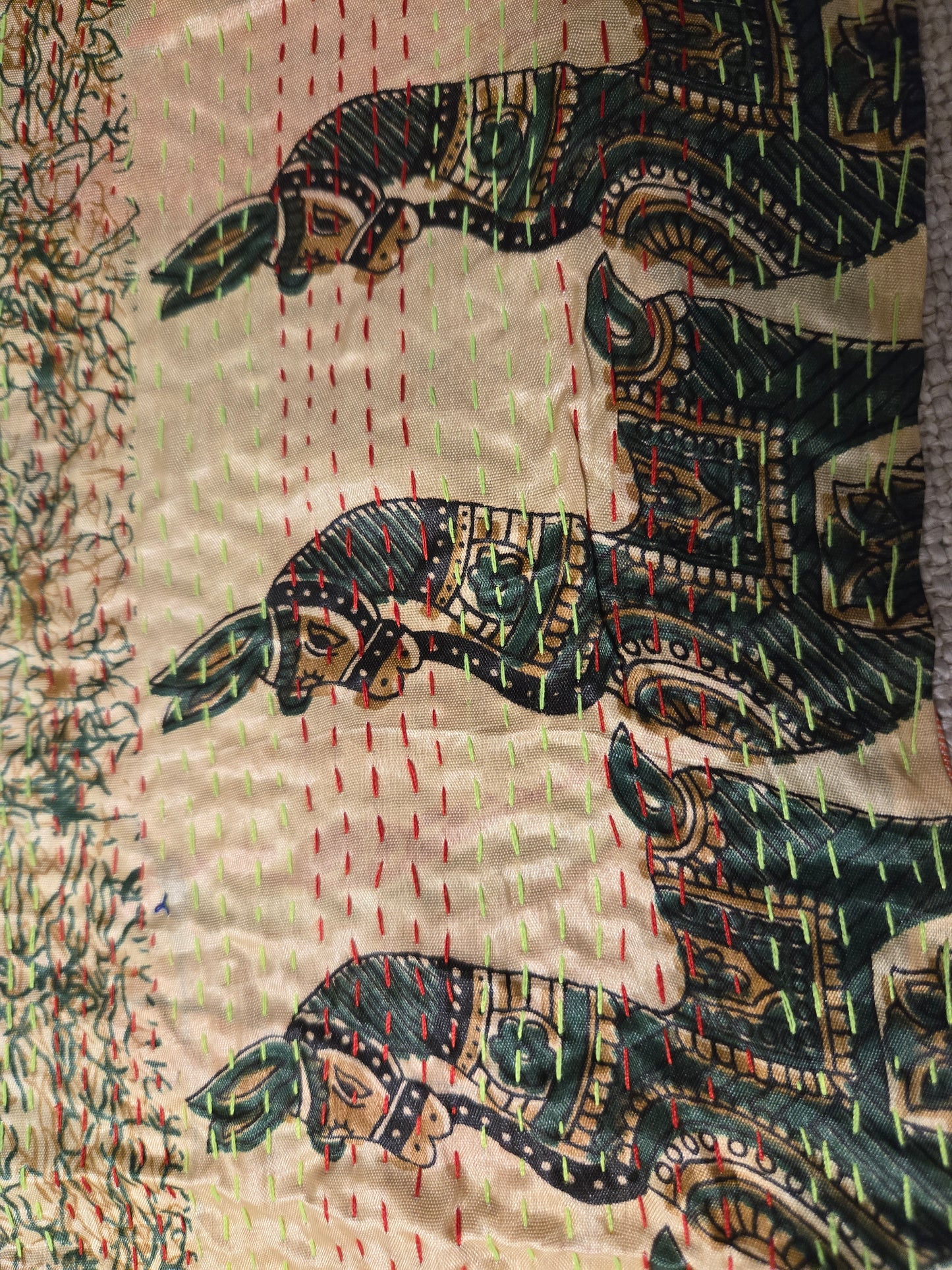 Unique beautiful handmade kantha mulberry silk Reversible stole
