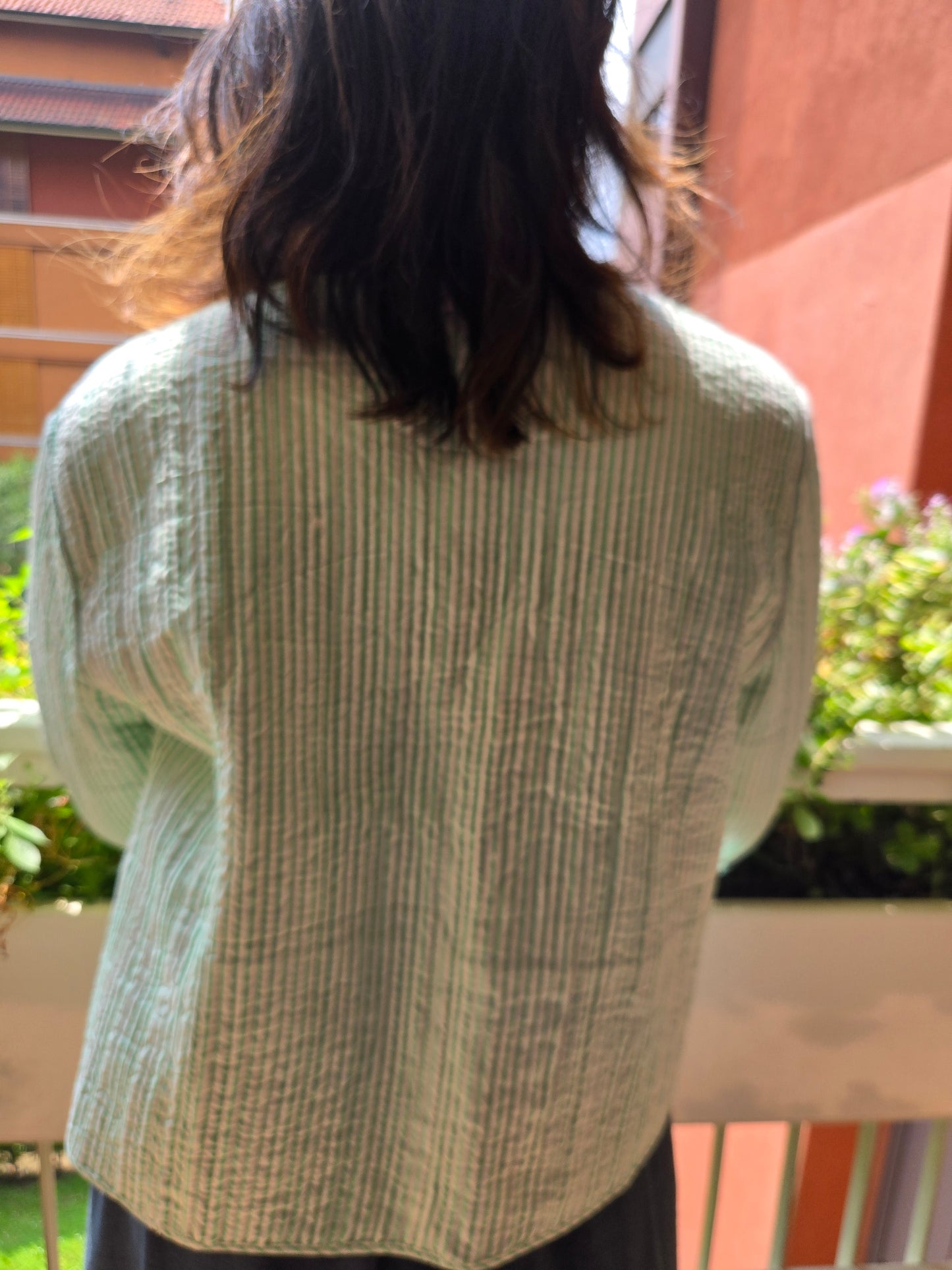 Indian Handmade Kantha Reversible Short Length All Season Bohemian Jacket summer colour of light green and pink
