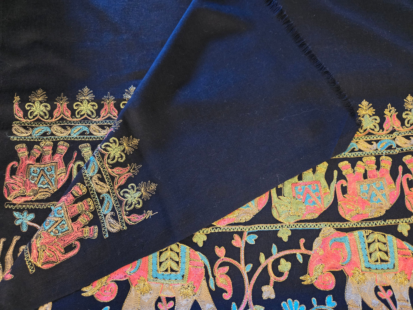 Navy Kashmiri Aari Zari Wool Shawl