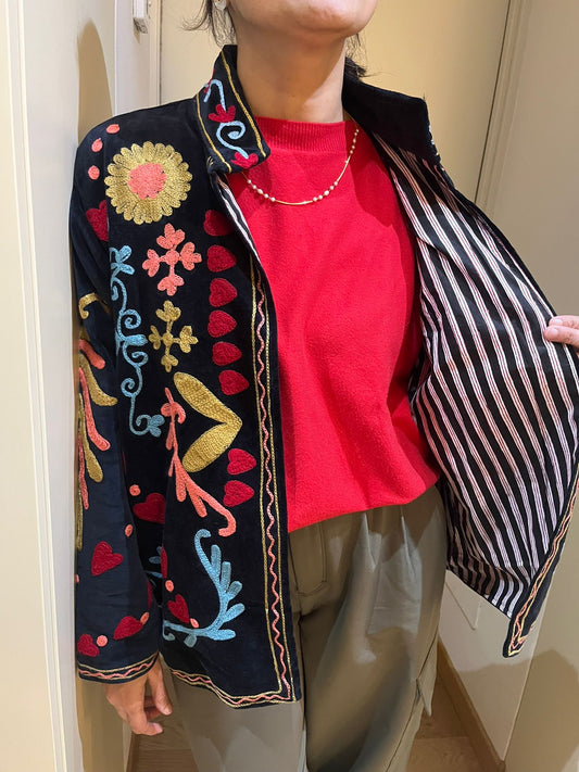 Noir Boho Suzani Embroidered Jacket