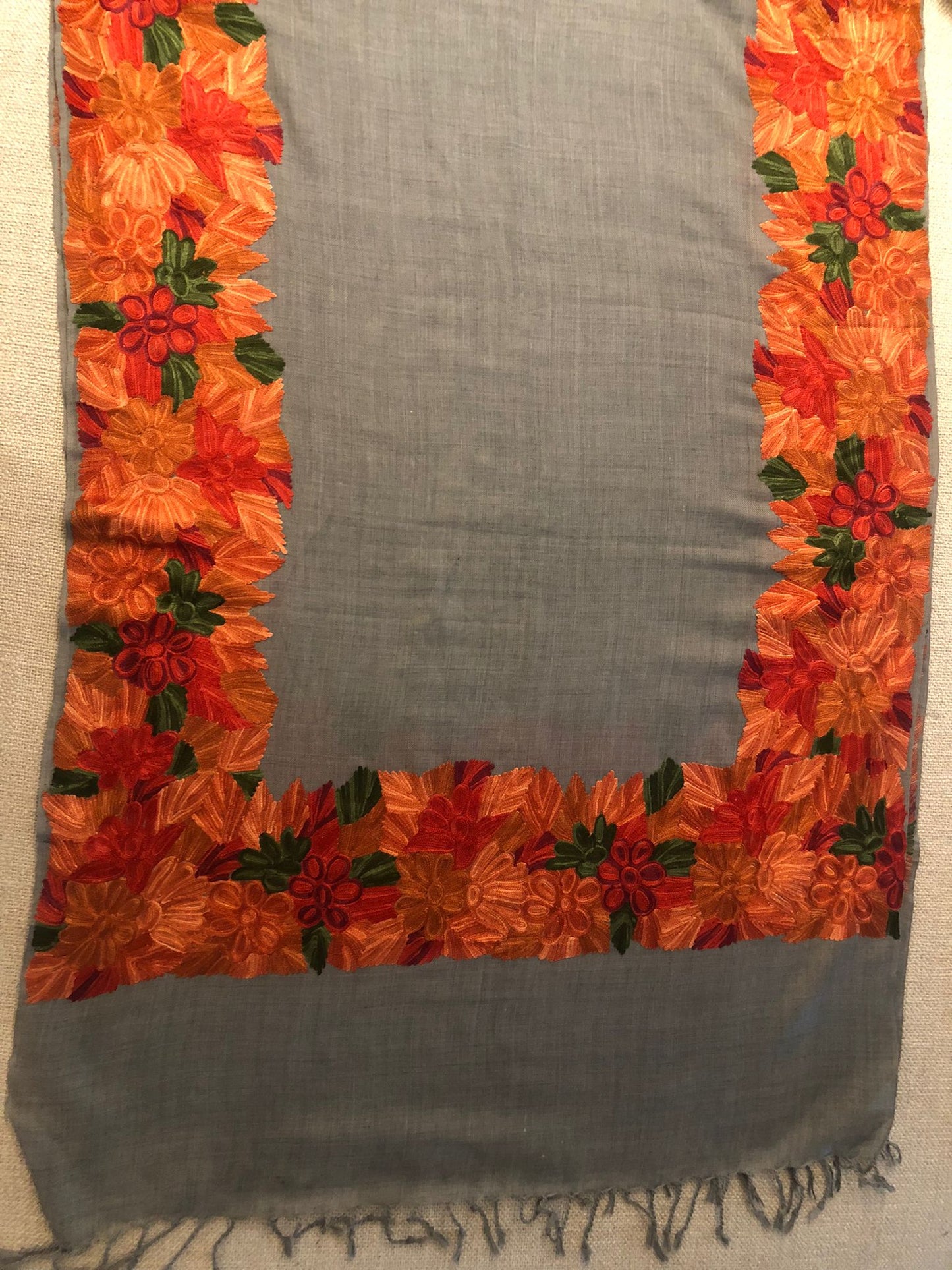 Indian Embroidered women scarf/shawl pashmina cashmere wool scarf , needle work shawl Artisan made women shawl