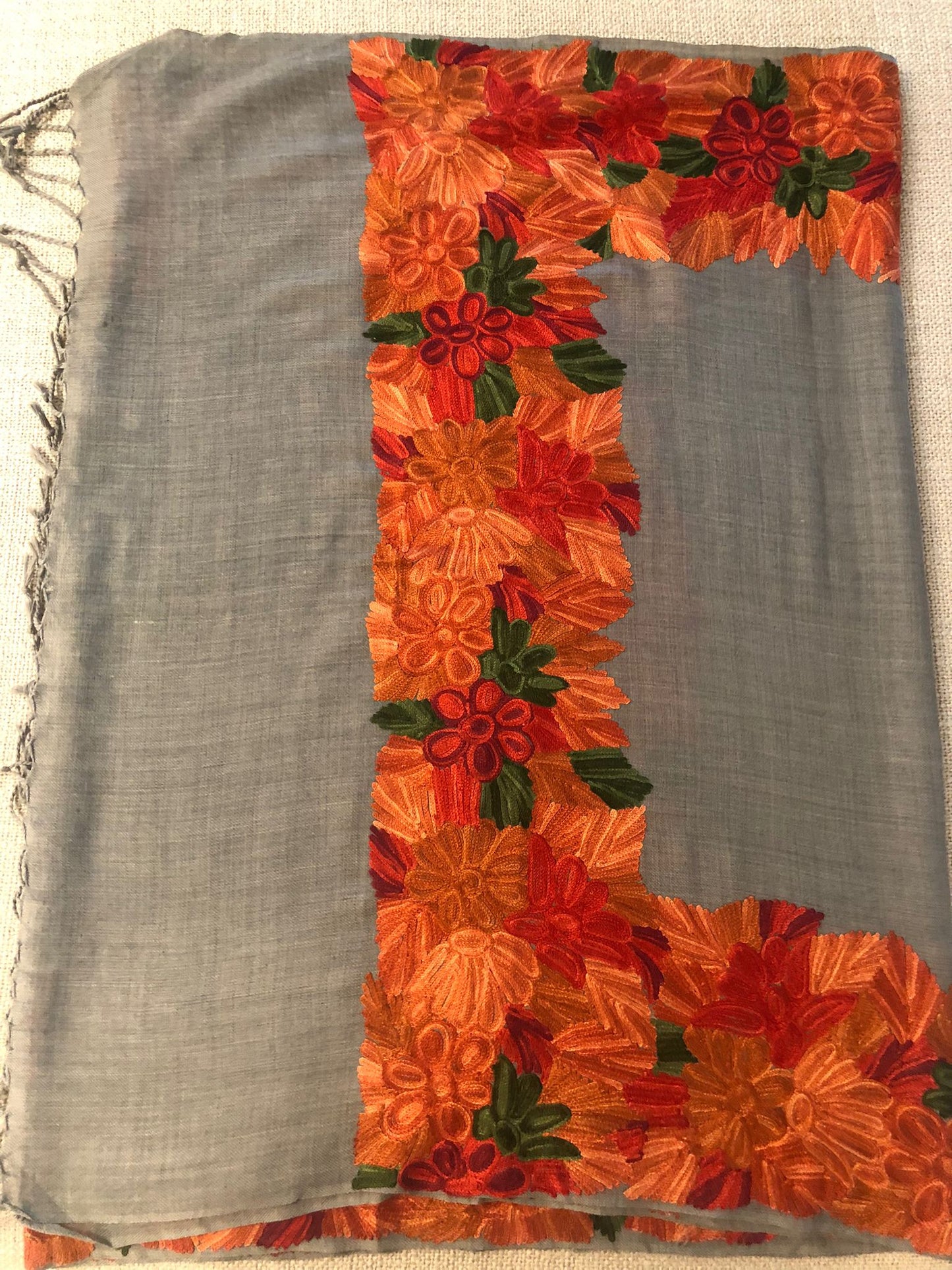 Indian Embroidered women scarf/shawl pashmina cashmere wool scarf , needle work shawl Artisan made women shawl