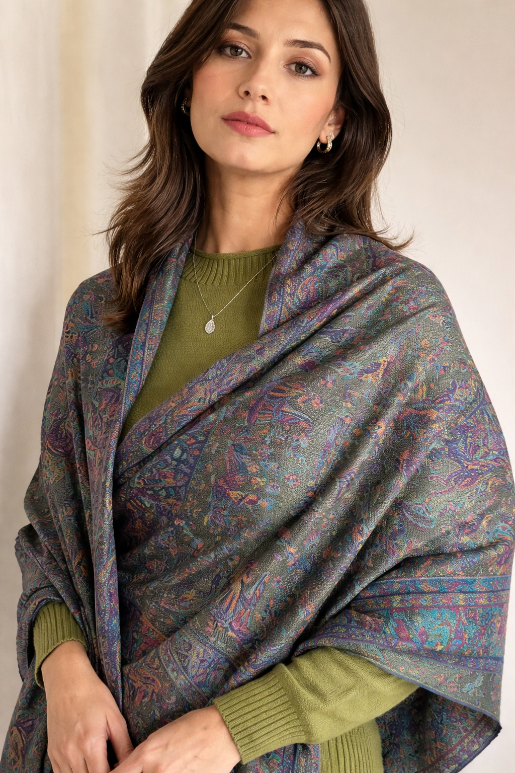 Rajhari Emerald Kani Wool Shawl
