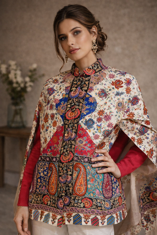 Noor Floral Paisley Cape Coat