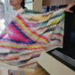 Beautiful handpainted Silk stole / scarf With beautiful zigzag print. Very light and comfortable to carry