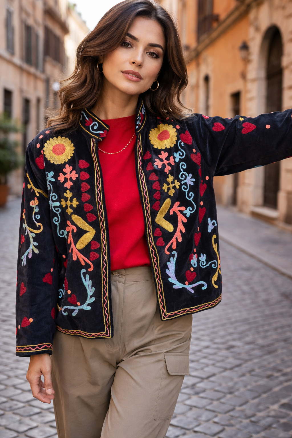 Noir Boho Suzani Embroidered Jacket