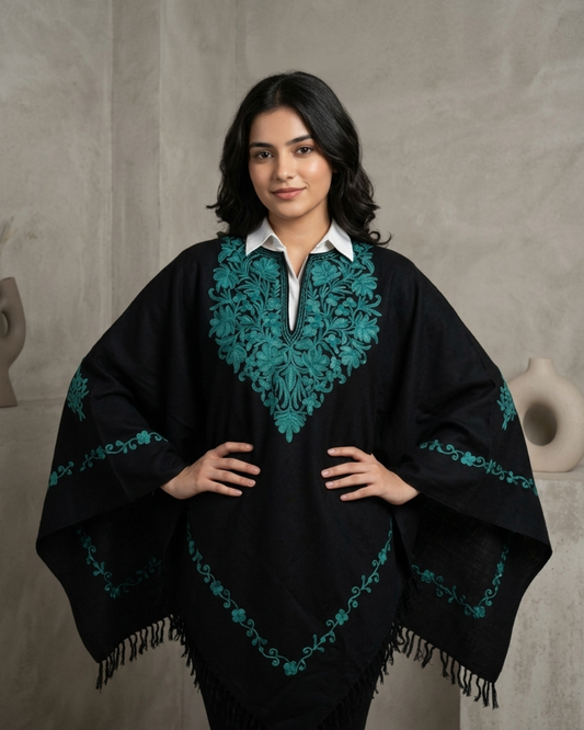 The Kashmiri Heritage Embroidered Short Poncho