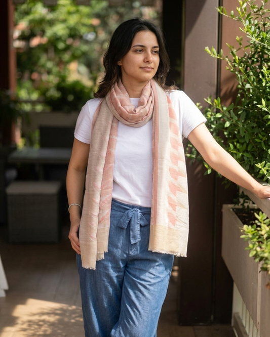 The Rose Loom: Fine Pashmina Silk-Blend Ikat Scarf