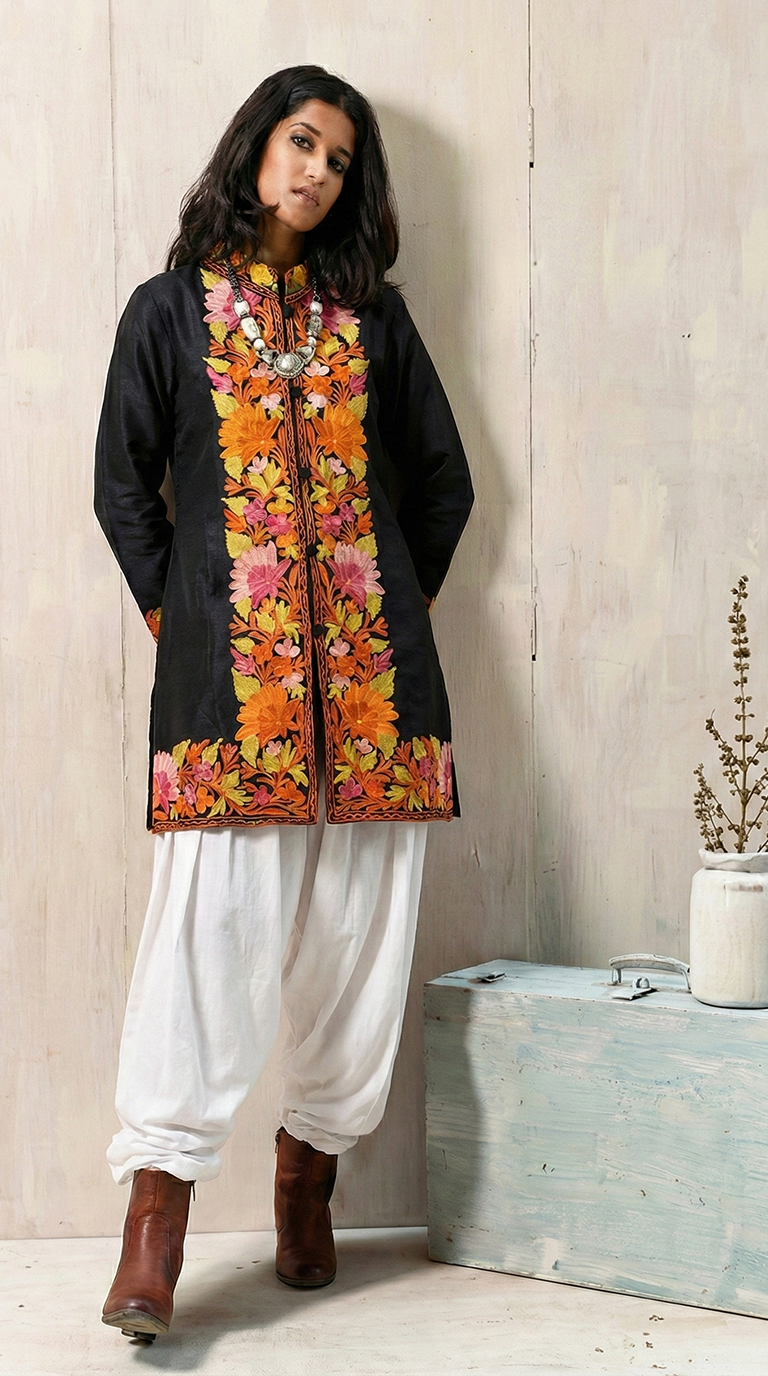 Kashmiri Aari Silk Short Jacket