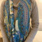 Beautiful handpainted Silk stole / scarf With beautiful print perfect for spring . Very light and comfortable to carry