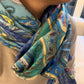 Beautiful handpainted Silk stole / scarf With beautiful print perfect for spring . Very light and comfortable to carry