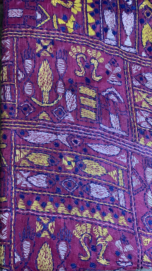 Kantha dupatta super elegant handmade tussar silk kantha dupatta wrap shawl