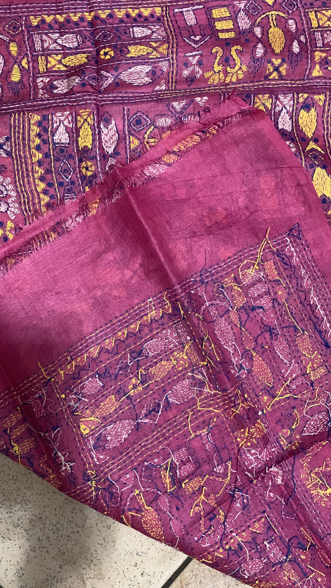 Kantha dupatta super elegant handmade tussar silk kantha dupatta wrap shawl