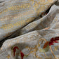 Handmade Kashmiri shawl zari metallic embroidery all over grey cashmere scarf with golden red embroidery