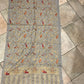 Handmade Kashmiri shawl zari metallic embroidery all over grey cashmere scarf with golden red embroidery