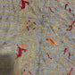 Handmade Kashmiri shawl zari metallic embroidery all over grey cashmere scarf with golden red embroidery