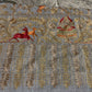 Handmade Kashmiri shawl zari metallic embroidery all over grey cashmere scarf with golden red embroidery