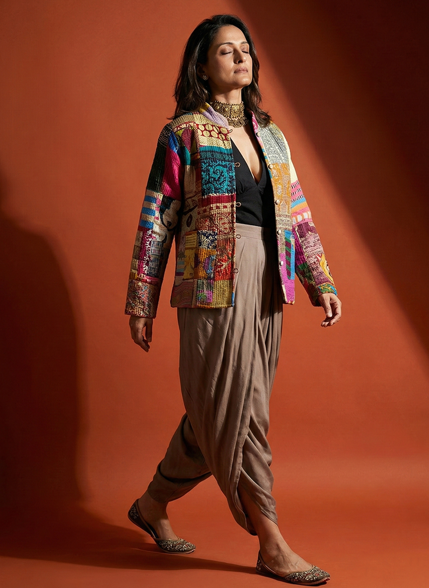 Indian Artisan Kantha Quilted Jacket