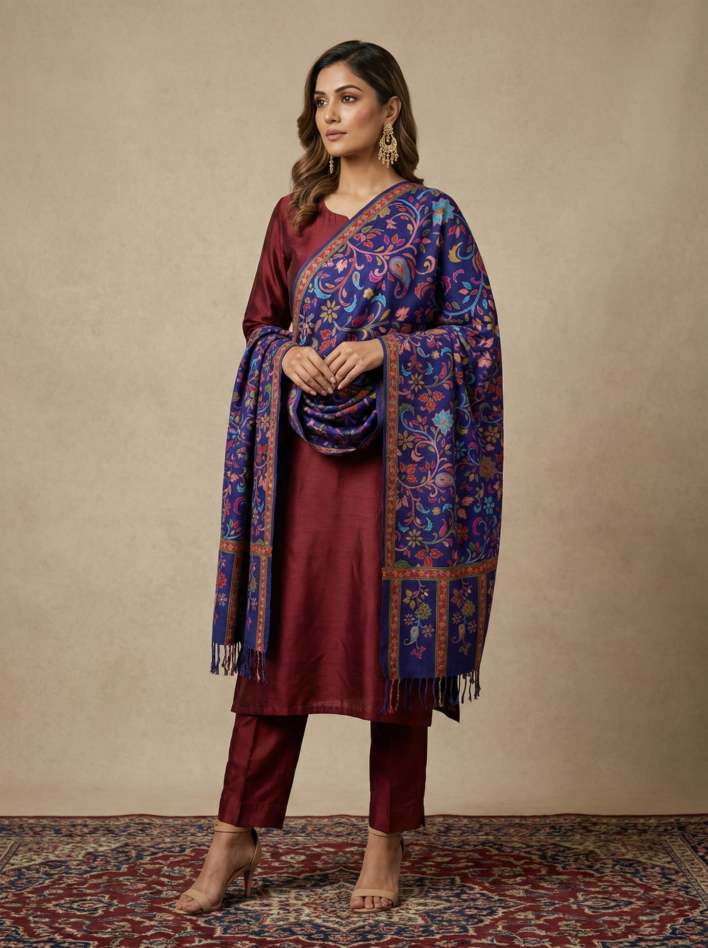 Noor Kalamkari Semi Pashmina Shawl