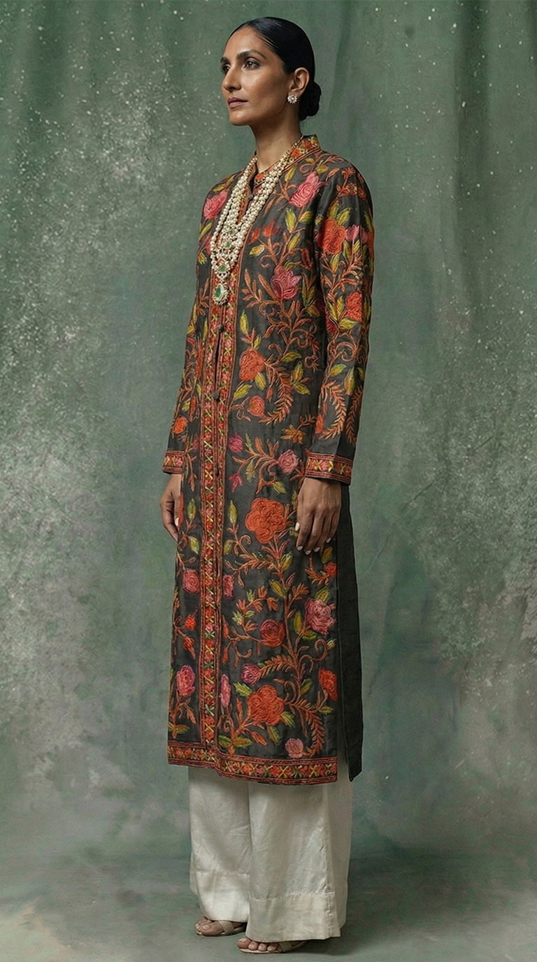 Royal Kashmiri Raw Silk Jacket
