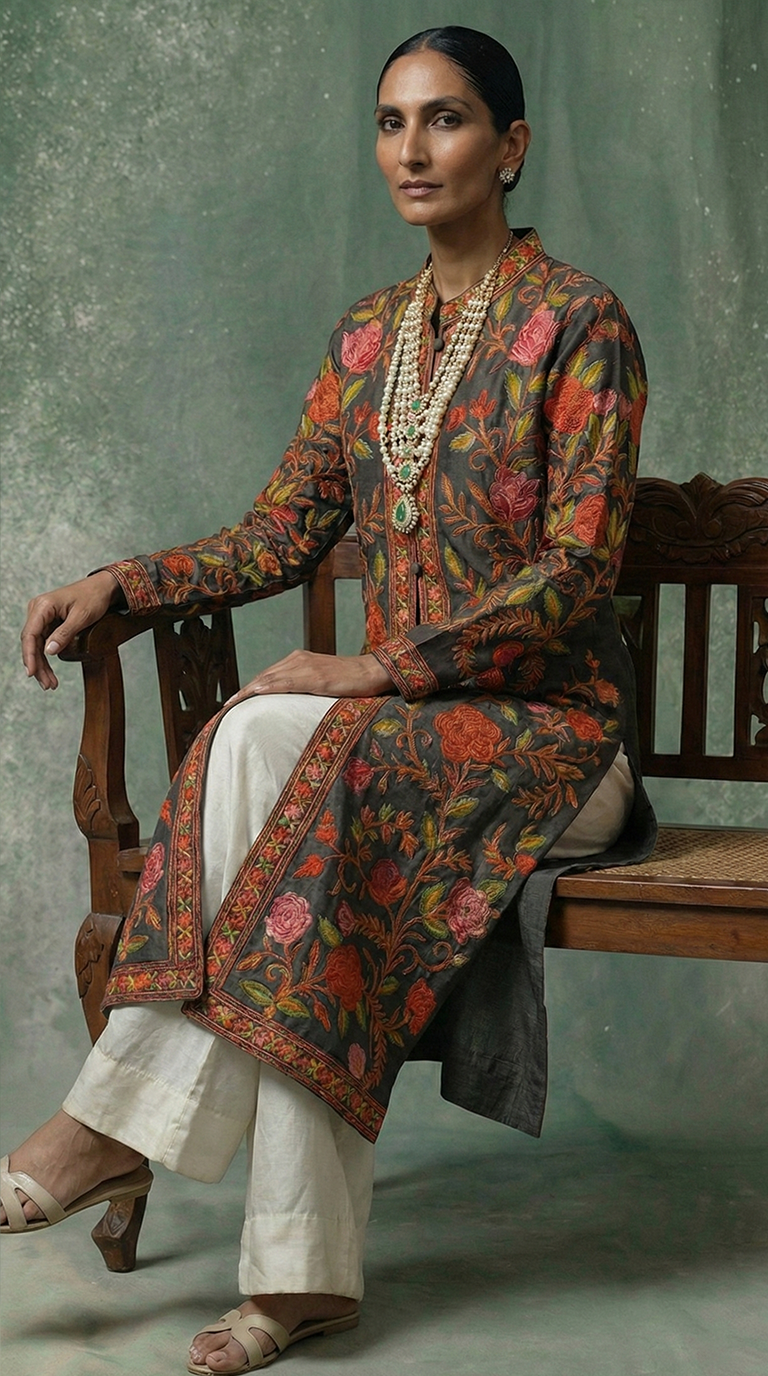Royal Kashmiri Raw Silk Jacket