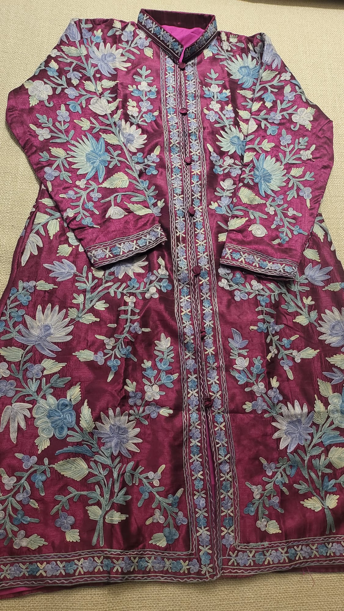 Embroidered kashmiri Silk Coat