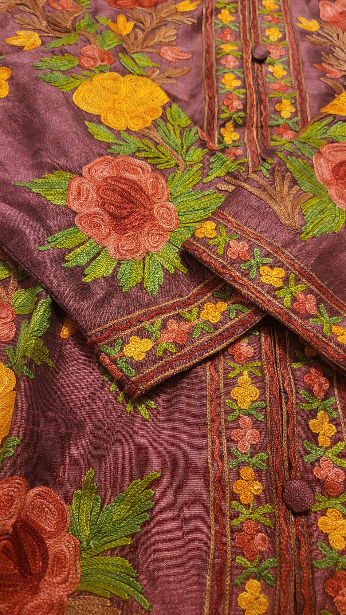 Beautiful Hand Embroidered Short Raw Silk Kashmir Jacket/Bohemian Coat/handmade coat Perfect for all season