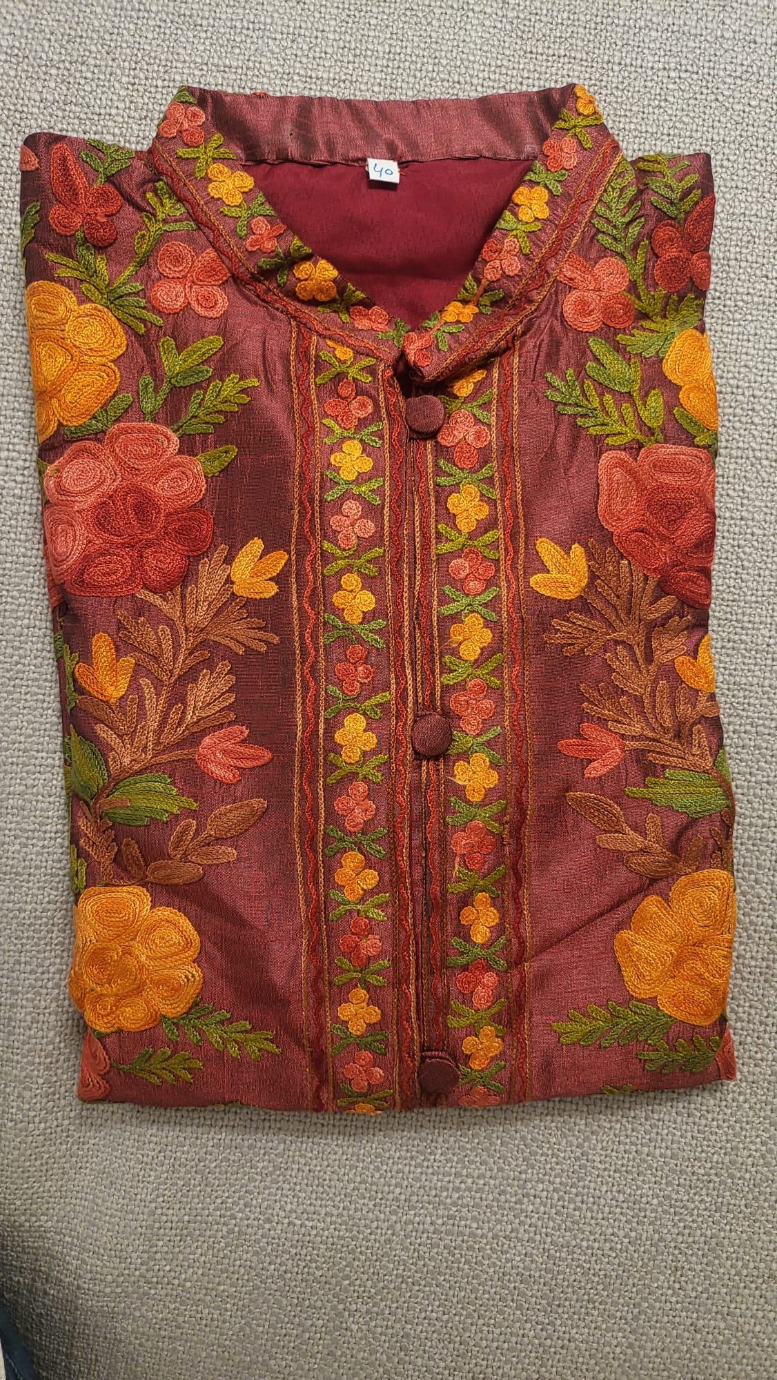 Beautiful Hand Embroidered Short Raw Silk Kashmir Jacket/Bohemian Coat/handmade coat Perfect for all season