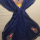 Handmade Navy Kashmiri embroidered poncho bohemian cape. long woolen kaftan for everyday look. Size 125 cm