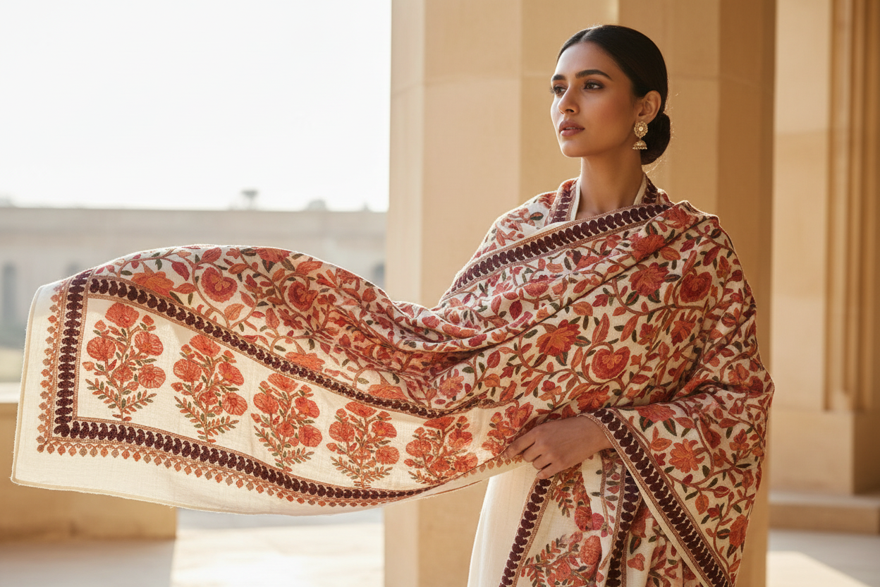 Elegant Off-White Pashmina Shawl