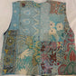 handmade boho silk cotton patches with scattered zari work sleeveless coat unique piece one of a kind from antique collection