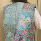handmade boho silk cotton patches with scattered zari work sleeveless coat unique piece one of a kind from antique collection