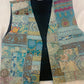 handmade boho silk cotton patches with scattered zari work sleeveless coat unique piece one of a kind from antique collection