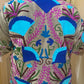 handmade grey velvet base Suzani boho jacket with TNT cotton lining