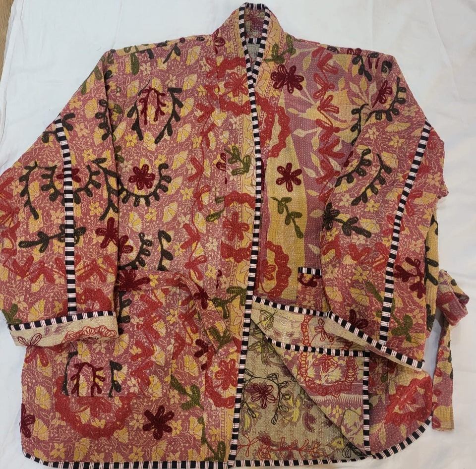 handmade unique cotton Suzani work boho jacket for everyday look