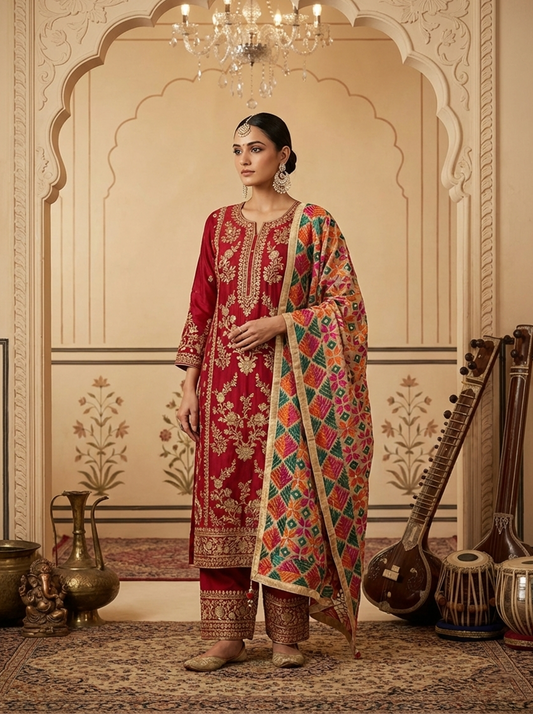 Sunset Bloom Phulkari Dupatta