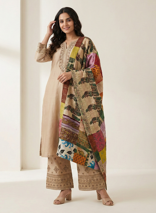 Rajhans Mulberry Silk Kantha Stole