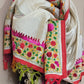 Hand Embroidered Tussar Silk Kantha Scarf/dupatta very elegant cream colour with multicolour thread kantha work