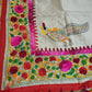 Hand Embroidered Tussar Silk Kantha Scarf/dupatta very elegant cream colour with multicolour thread kantha work