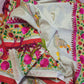 Hand Embroidered Tussar Silk Kantha Scarf/dupatta very elegant cream colour with multicolour thread kantha work